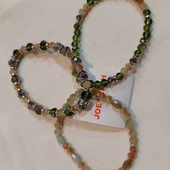 NWT Joe Fresh triple & tri-colored green stretch bracelets - Picture 2 of 3